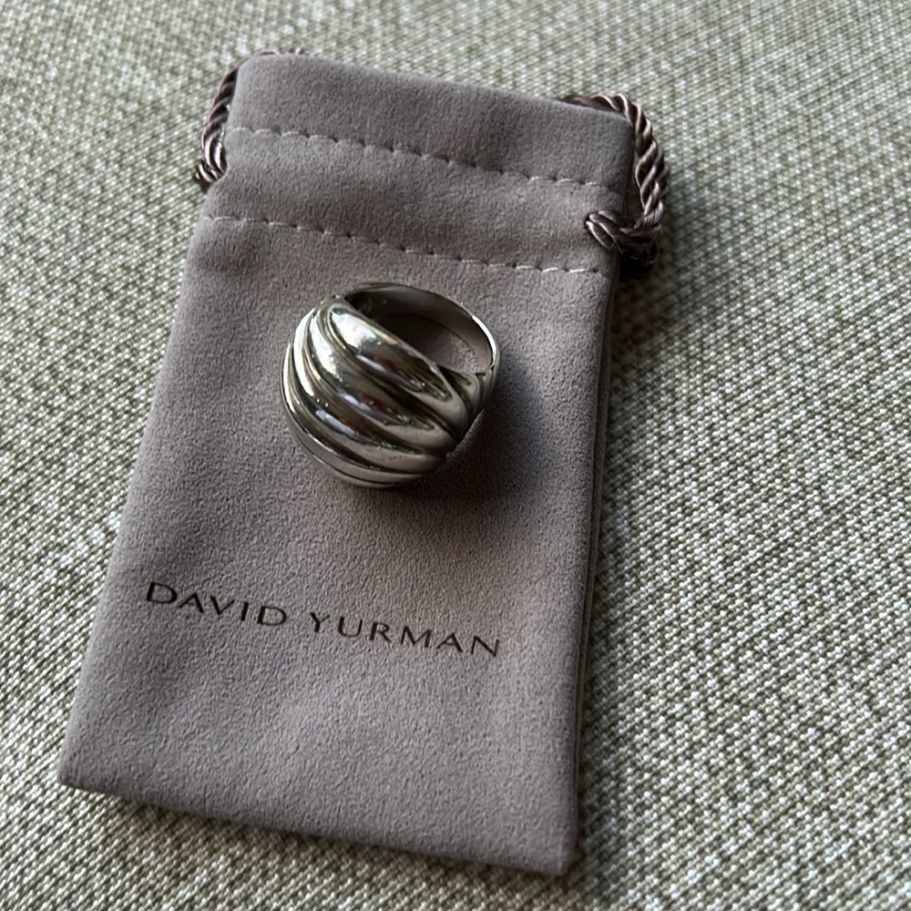 David Yurman Silver Sculpted Dome Ring Size 7